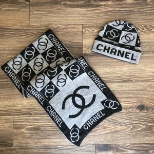 Chanel hat and scarf set